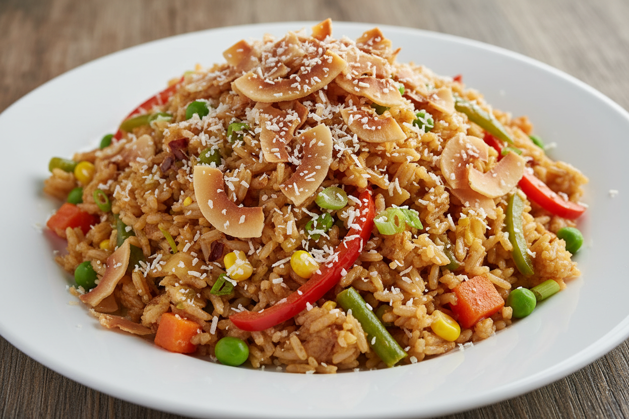 Nigerian Coconut Fried Rice Recipe (Fluffy, Spicy & Flavorful)