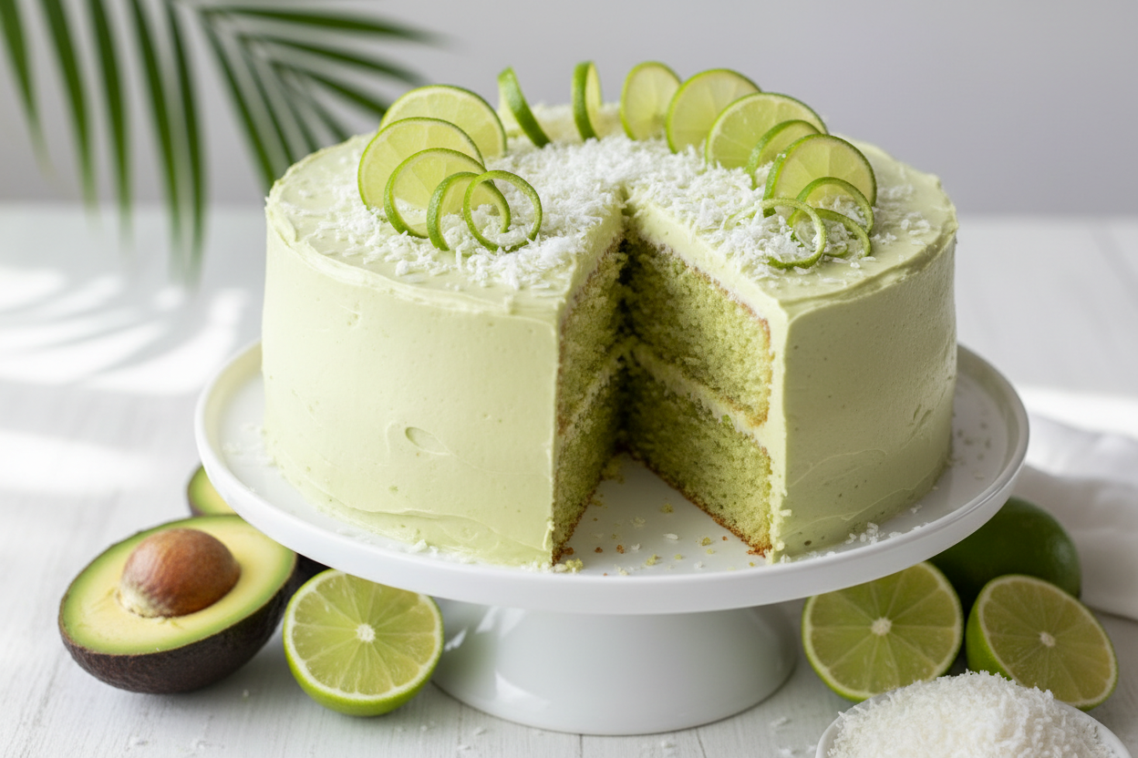 Avocado Coconut Lime Cake (Eggless, Soft & Creamy)