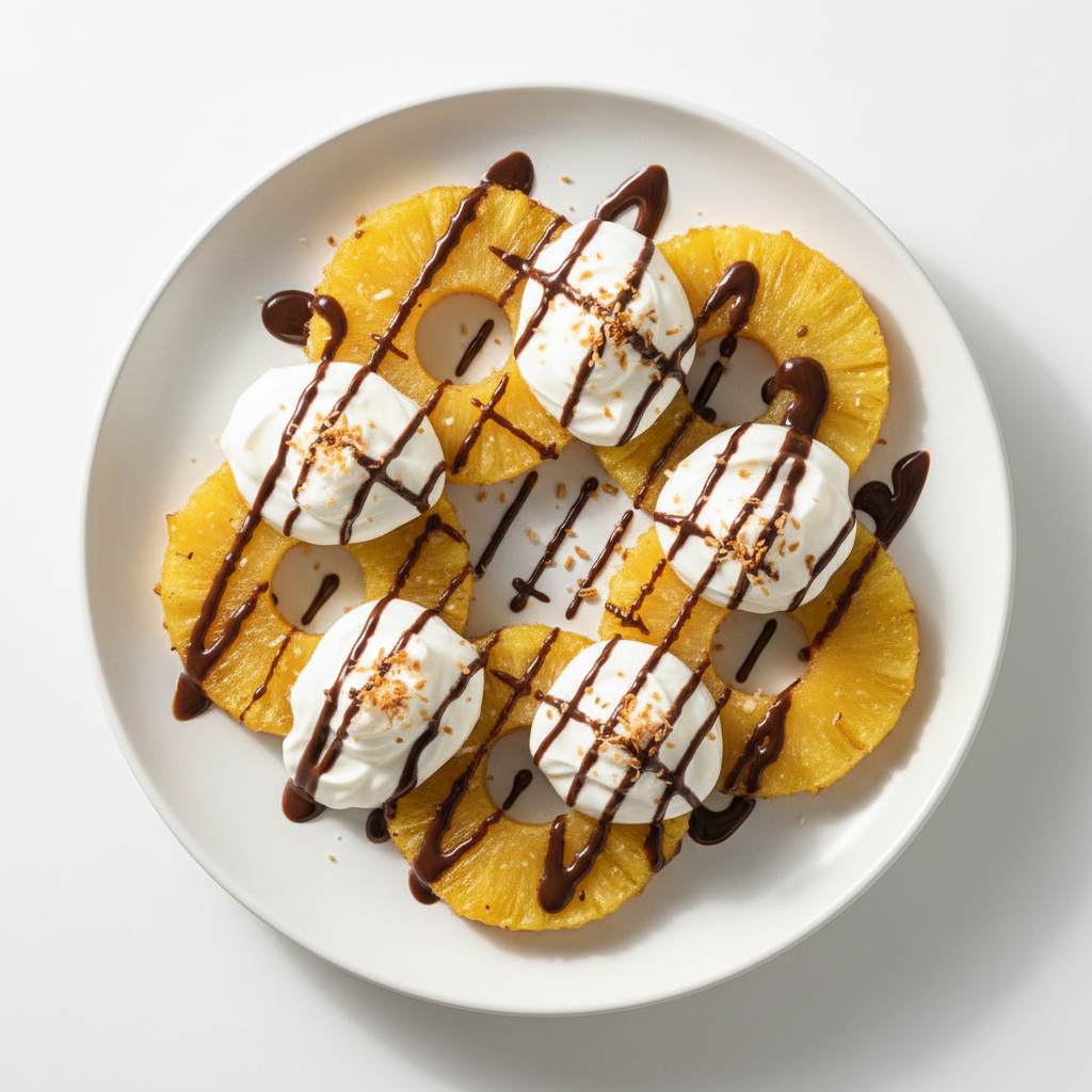 Baked Pineapple Dessert with Yogurt, Chocolate & Coconut (Easy Tropical Treat)