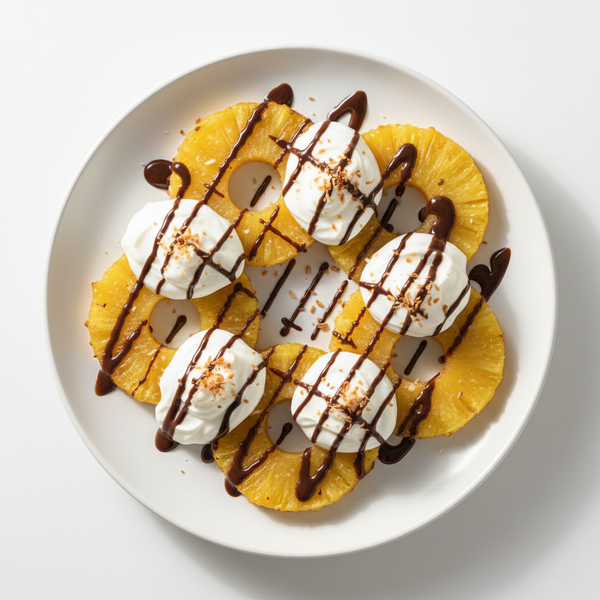 Baked Pineapple Dessert with Yogurt, Chocolate & Coconut (Easy Tropical Treat)