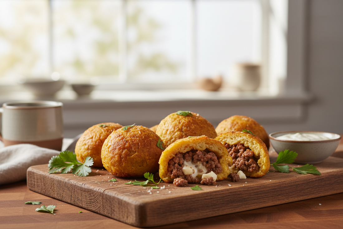 Baked Plantain Balls with Beef & Cheese (Easy Recipe)