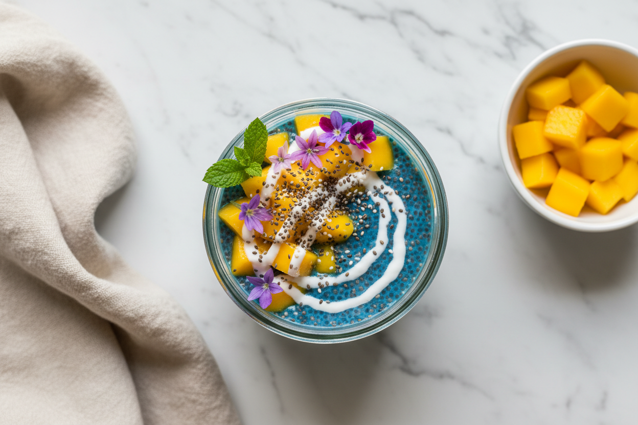Easy Mango Chia Pudding with Spirulina