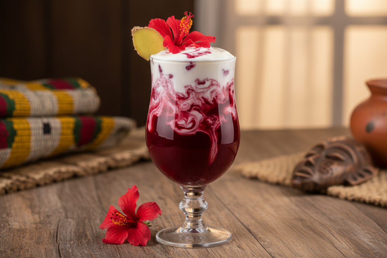 Creamy Zobo Drink with Whipped Coffee & Dates (Rich, Smooth & Indulgent)