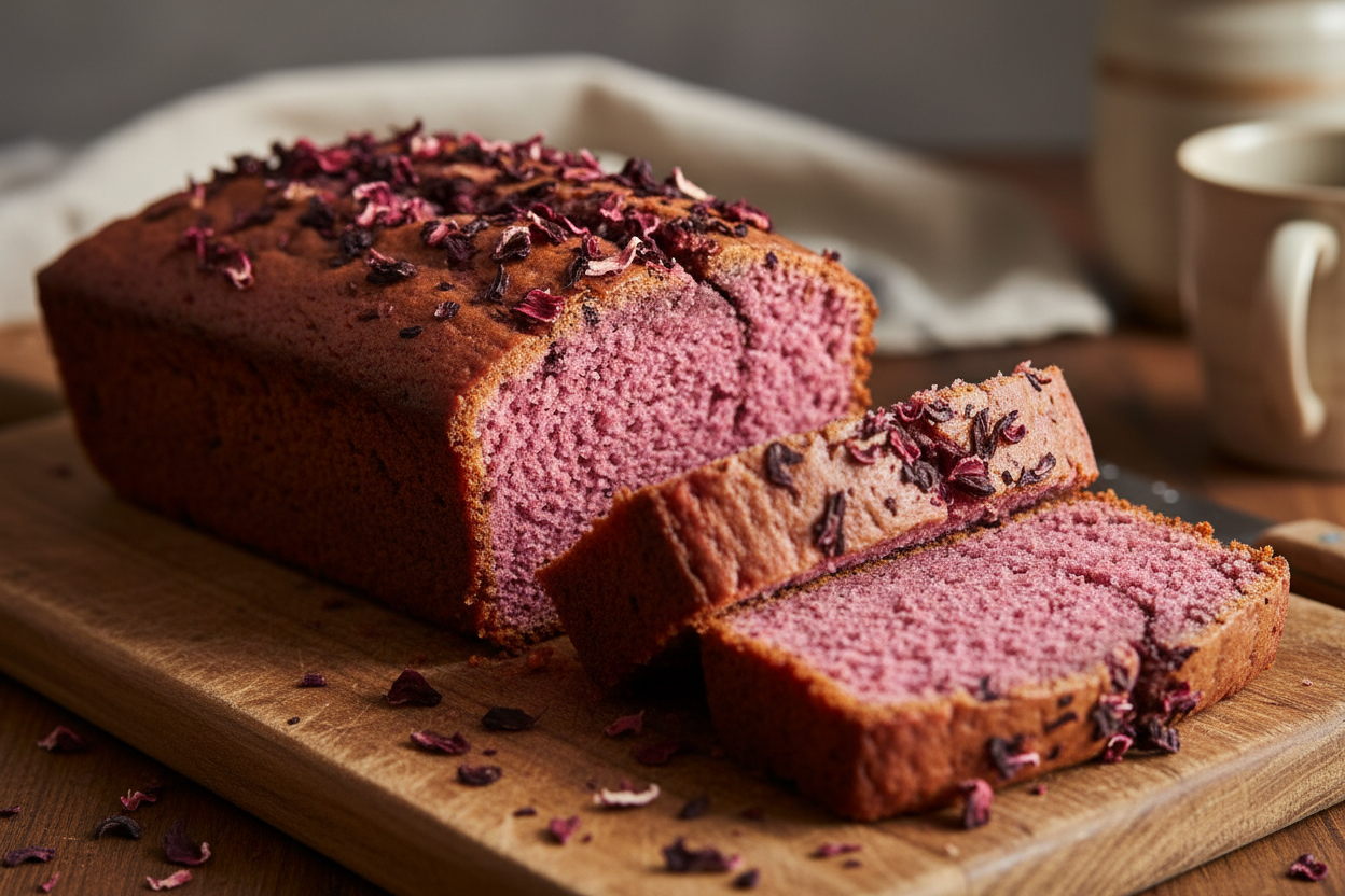 Healthy Hibiscus & Lemon Sweet Potato Bread (Soft, Moist & Naturally Sweet)