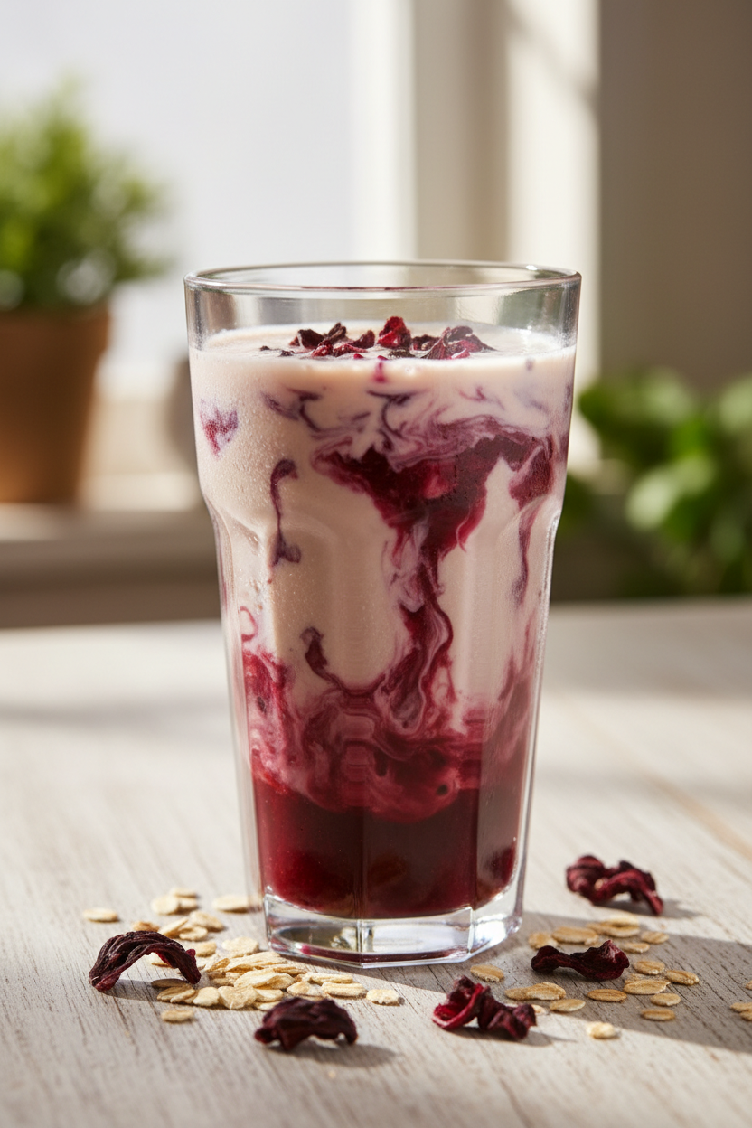 Oats & Zobo Healthy Drink (Creamy Hibiscus Oat Milk Recipe)