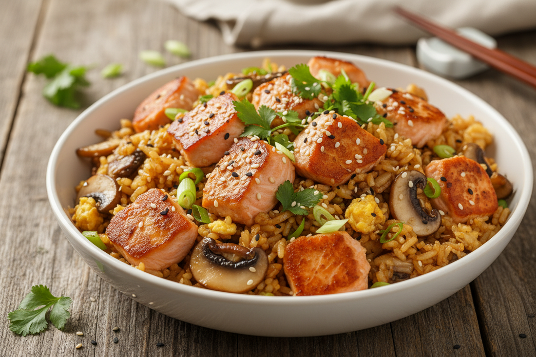 Easy Salmon Mushroom Fried Rice