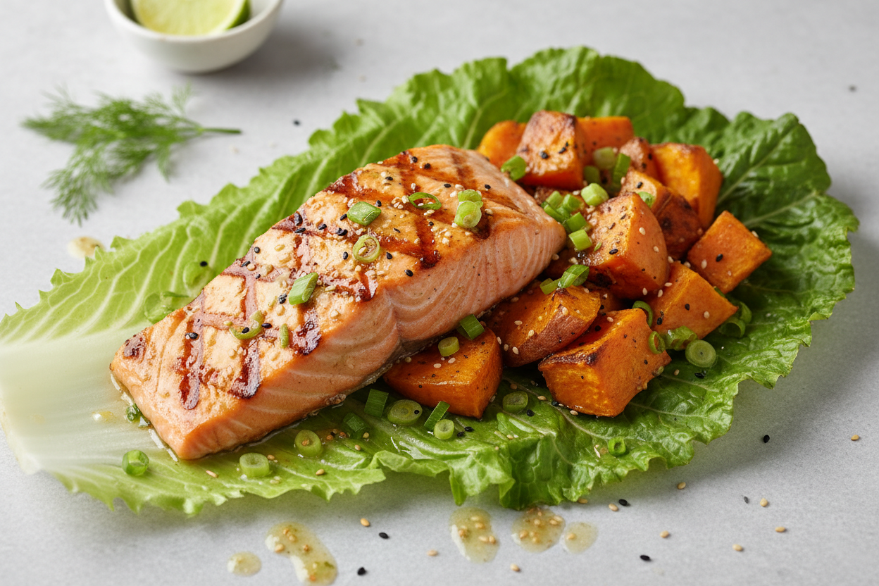 High Protein Sweet Potato & Grilled Salmon (Simple, Filling & Nutritious)