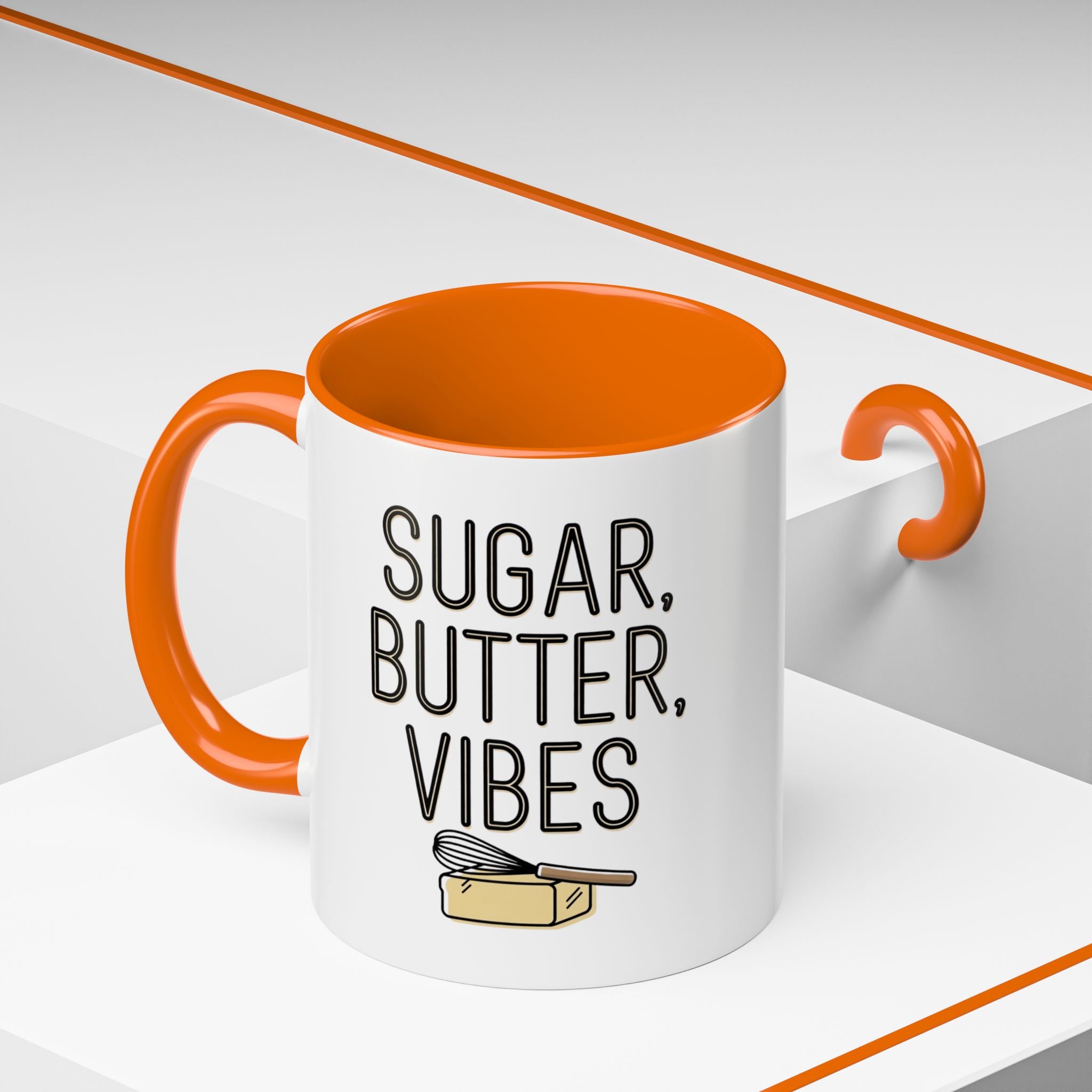 Sugar, Butter, Vibes Coffee Mug — Cute Baking Quote Accent Mug
