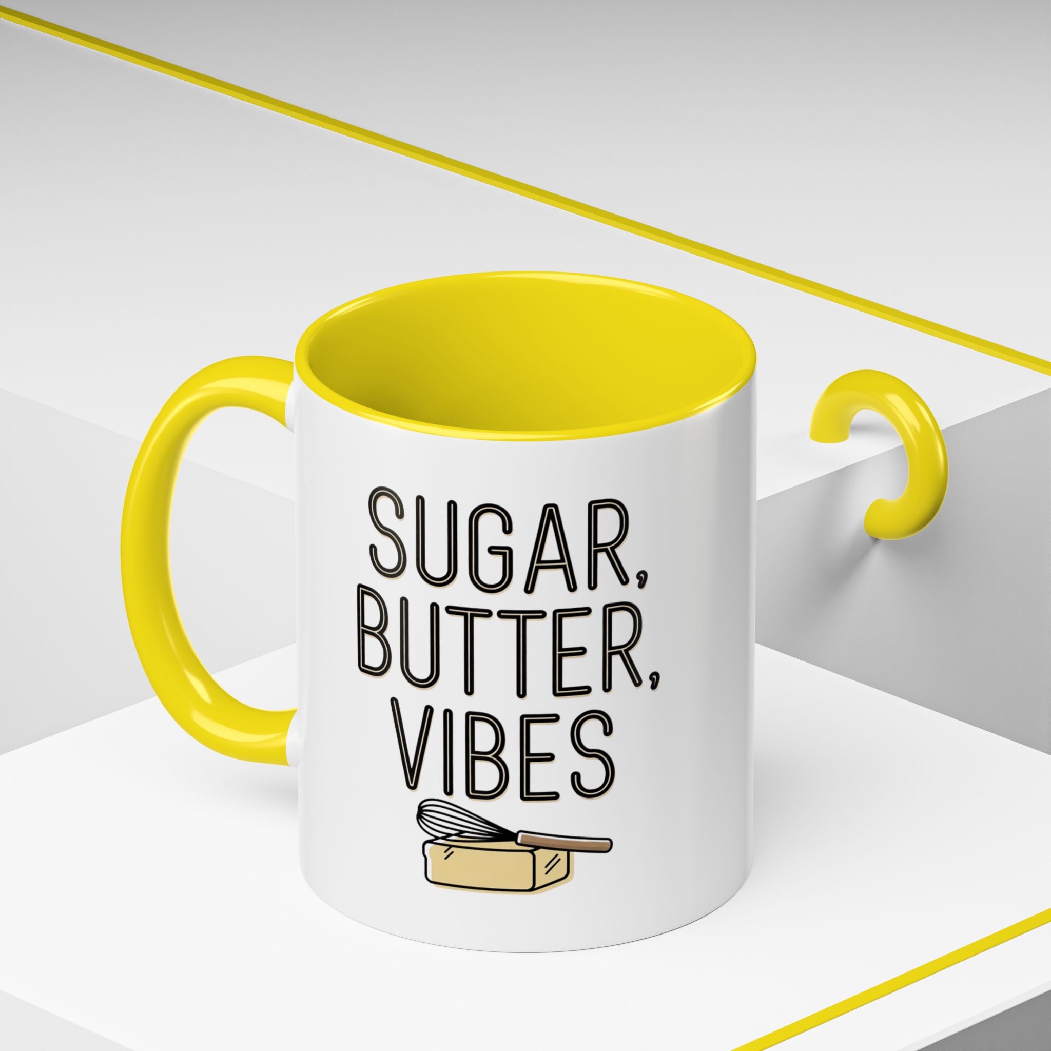 Sugar, Butter, Vibes Coffee Mug — Cute Baking Quote Accent Mug