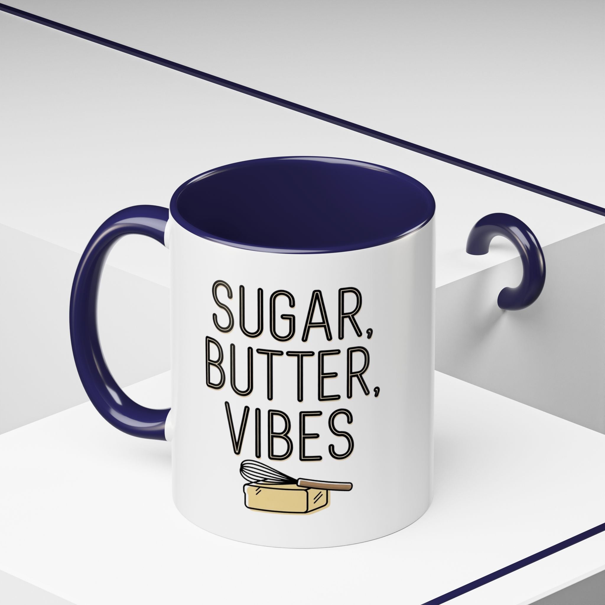 Sugar, Butter, Vibes Coffee Mug — Cute Baking Quote Accent Mug