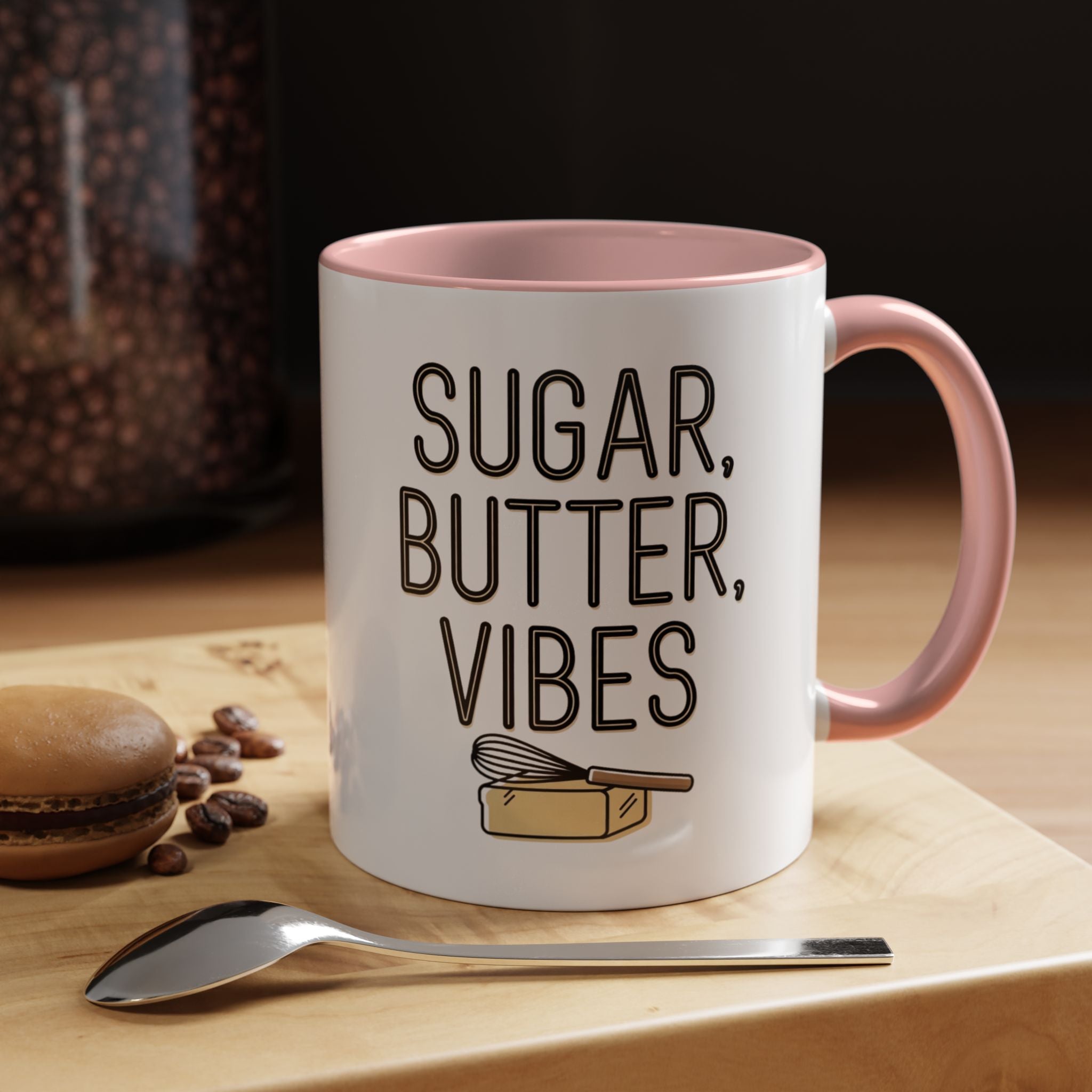 Sugar, Butter, Vibes Coffee Mug — Cute Baking Quote Accent Mug
