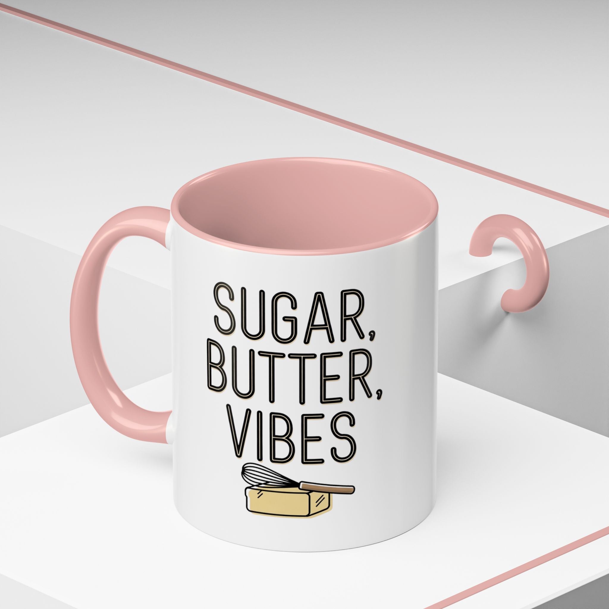 Sugar, Butter, Vibes Coffee Mug — Cute Baking Quote Accent Mug