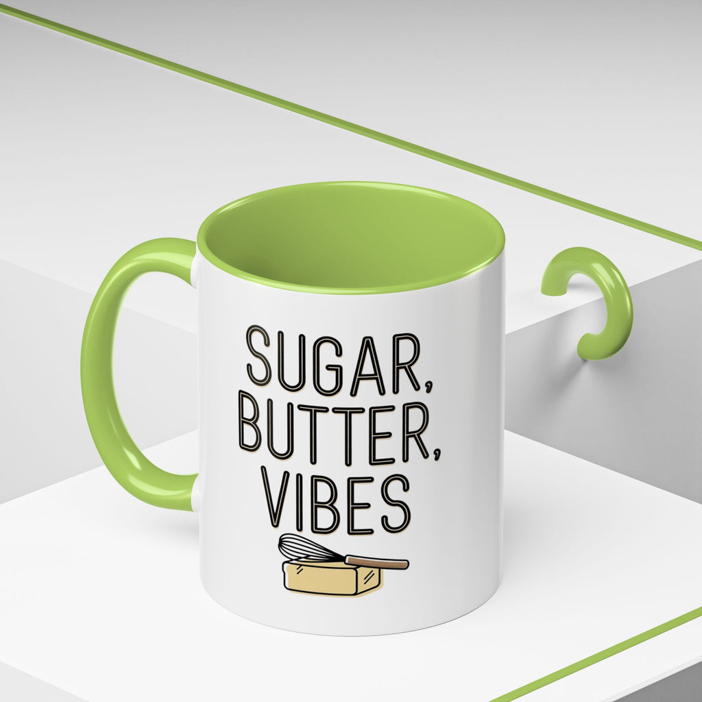 Sugar, Butter, Vibes Coffee Mug — Cute Baking Quote Accent Mug