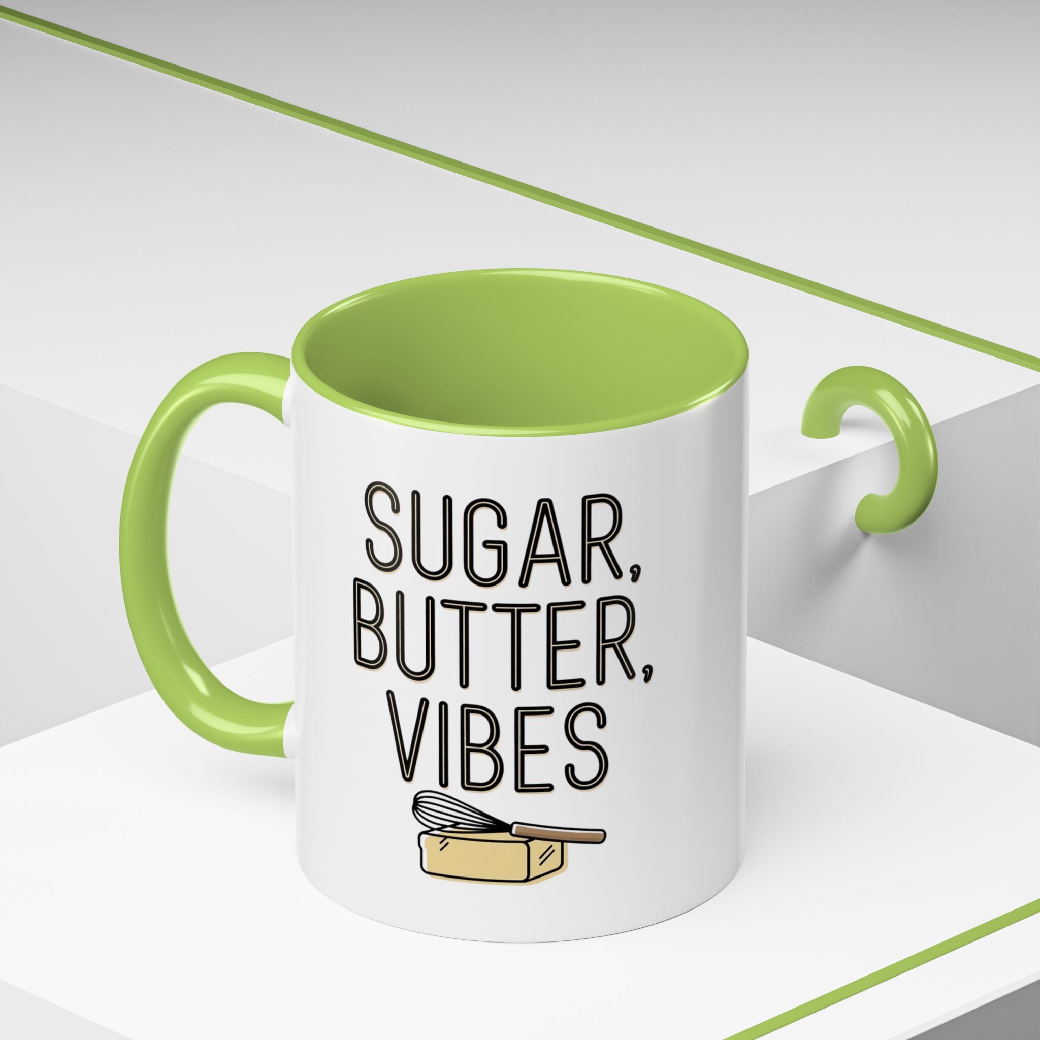 Sugar, Butter, Vibes Coffee Mug — Cute Baking Quote Accent Mug