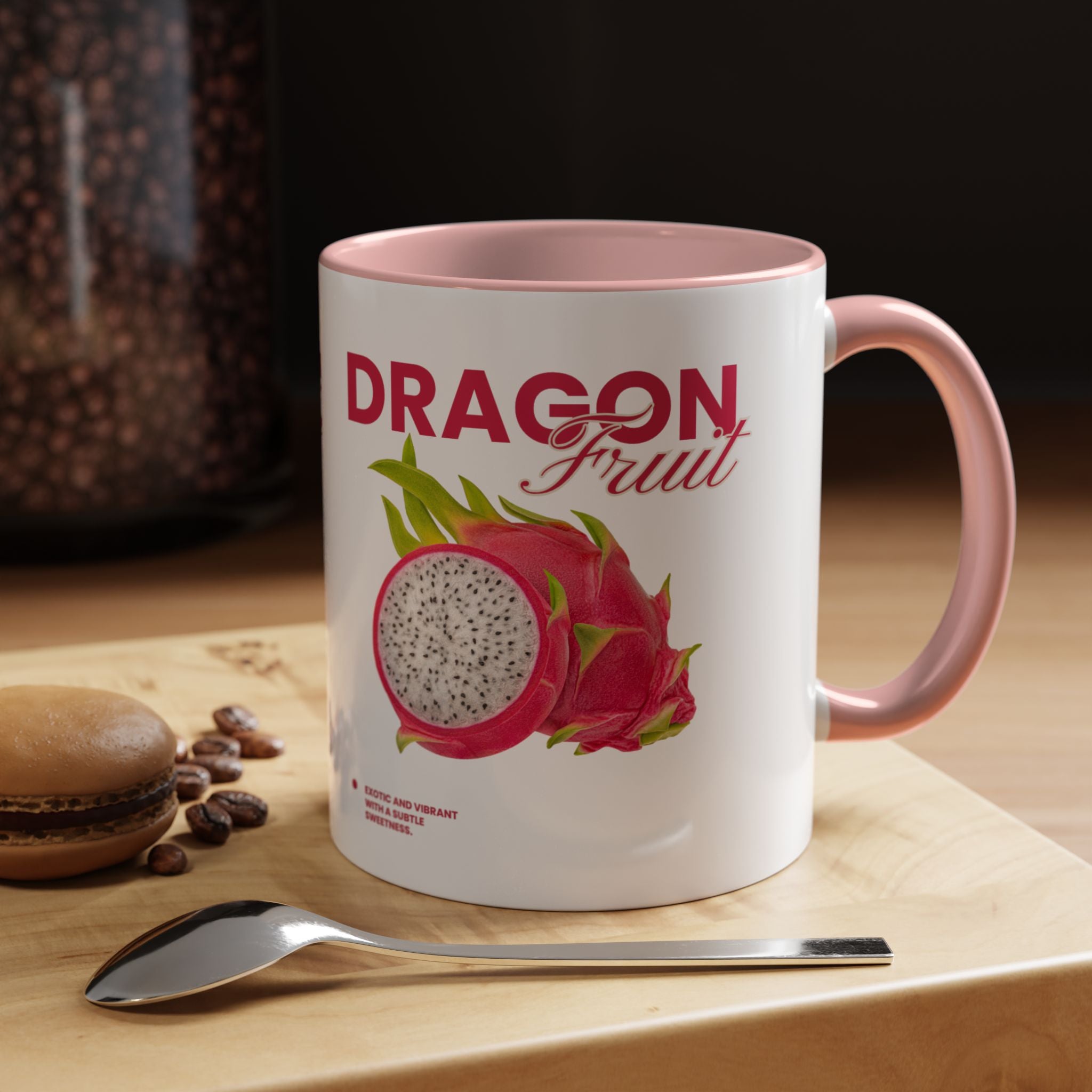 Dragon Fruit Accent Coffee Mug — Tropical Fruit Kitchen Travel Mug