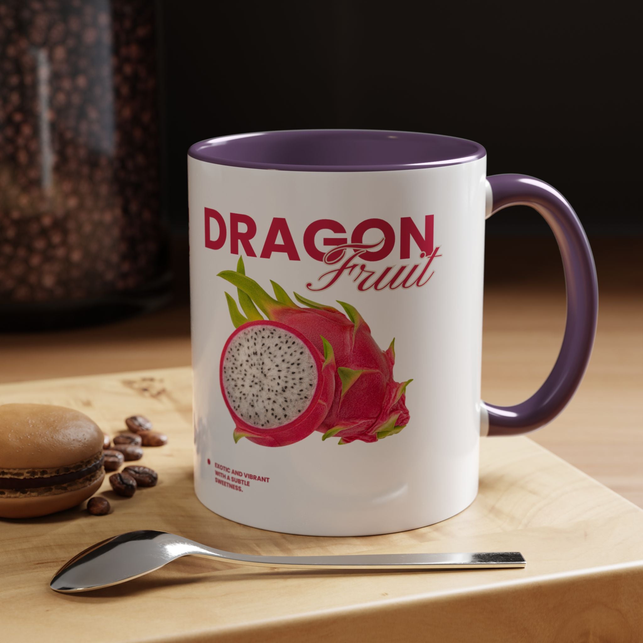 Dragon Fruit Accent Coffee Mug — Tropical Fruit Kitchen Travel Mug