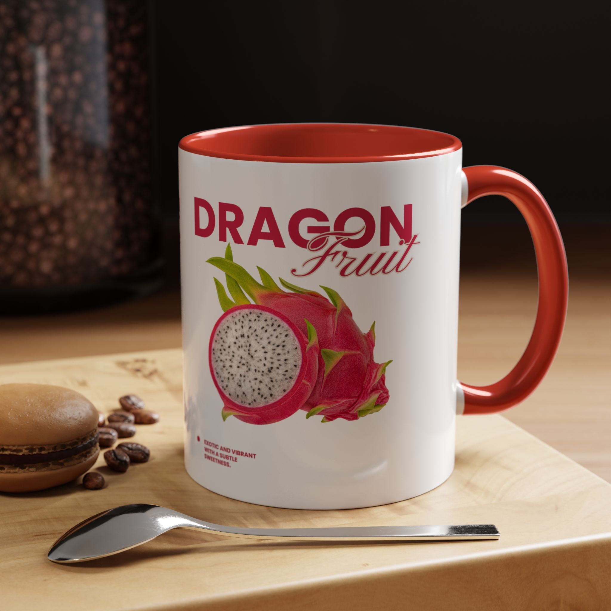 Dragon Fruit Accent Coffee Mug — Tropical Fruit Kitchen Travel Mug