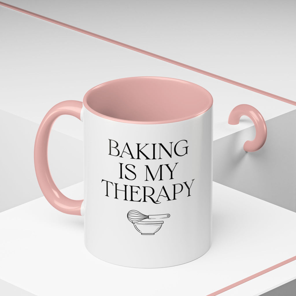 Baking Is My Therapy Accent Coffee Mug – 11oz Ceramic Gift for Bakers
