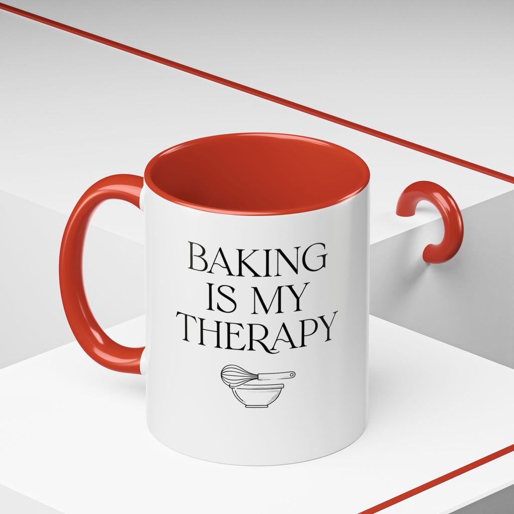 Baking Is My Therapy Accent Coffee Mug – 11oz Ceramic Gift for Bakers