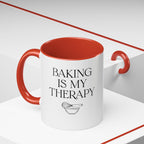 Baking Is My Therapy Accent Coffee Mug – 11oz Ceramic Gift for Bakers