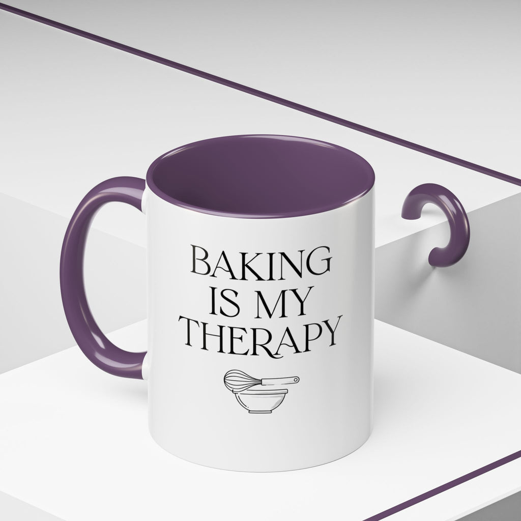 Baking Is My Therapy Accent Coffee Mug – 11oz Ceramic Gift for Bakers