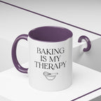 Baking Is My Therapy Accent Coffee Mug – 11oz Ceramic Gift for Bakers