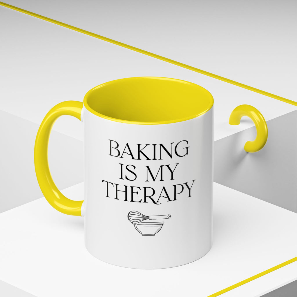 Baking Is My Therapy Accent Coffee Mug – 11oz Ceramic Gift for Bakers
