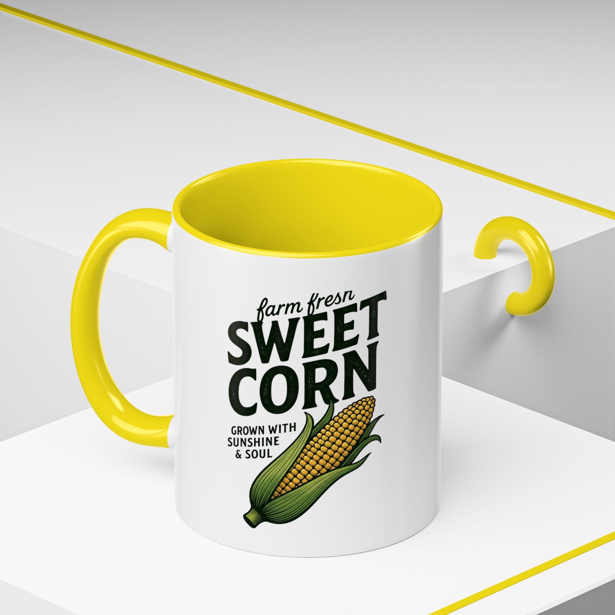 Sweet Corn Accent Coffee Mug – Farm Fresh Corn Graphic