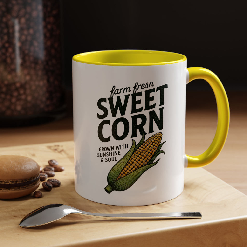 Sweet Corn Accent Coffee Mug – Farm Fresh Corn Graphic