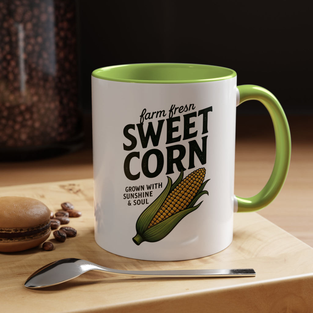 Sweet Corn Accent Coffee Mug – Farm Fresh Corn Graphic