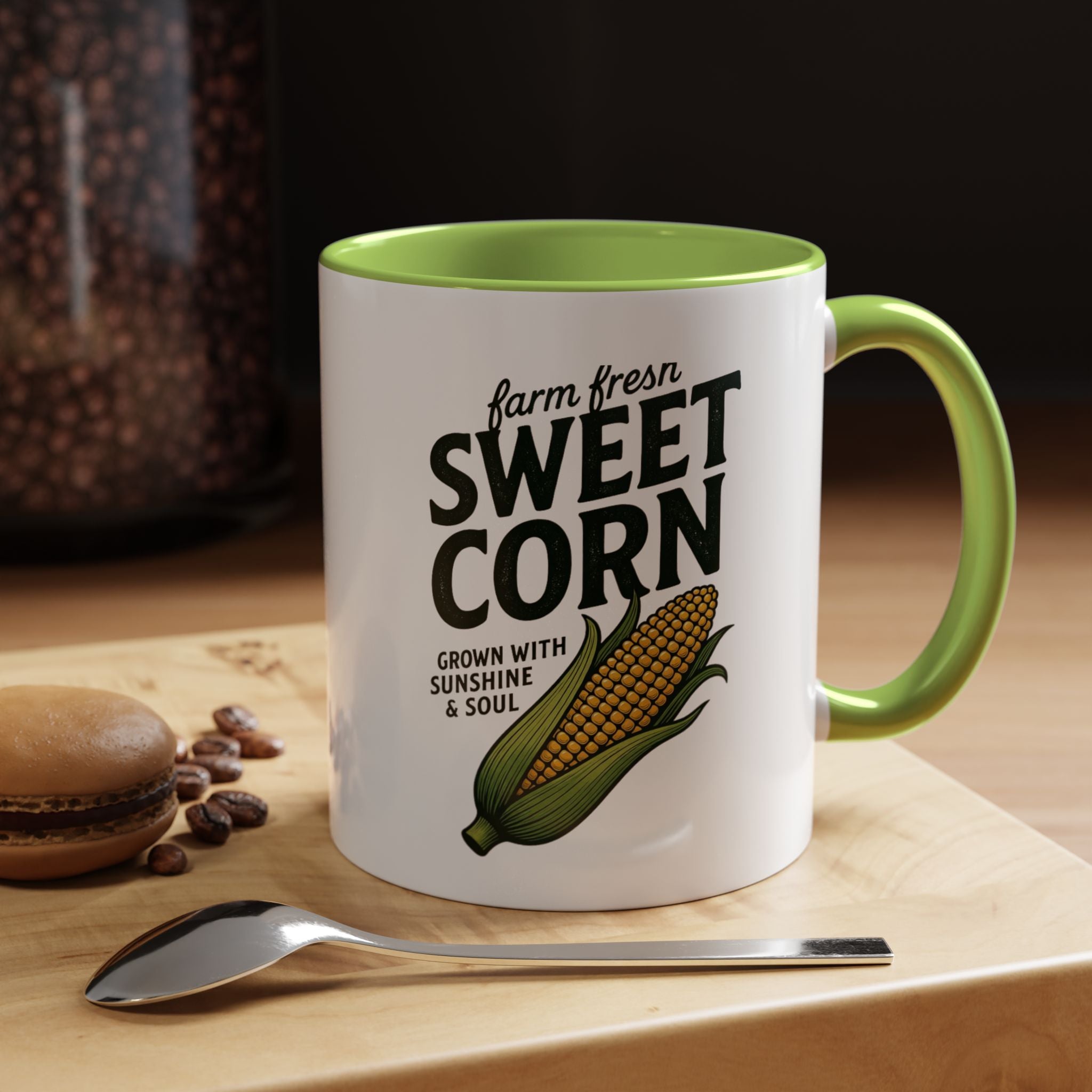 Sweet Corn Accent Coffee Mug – Farm Fresh Corn Graphic