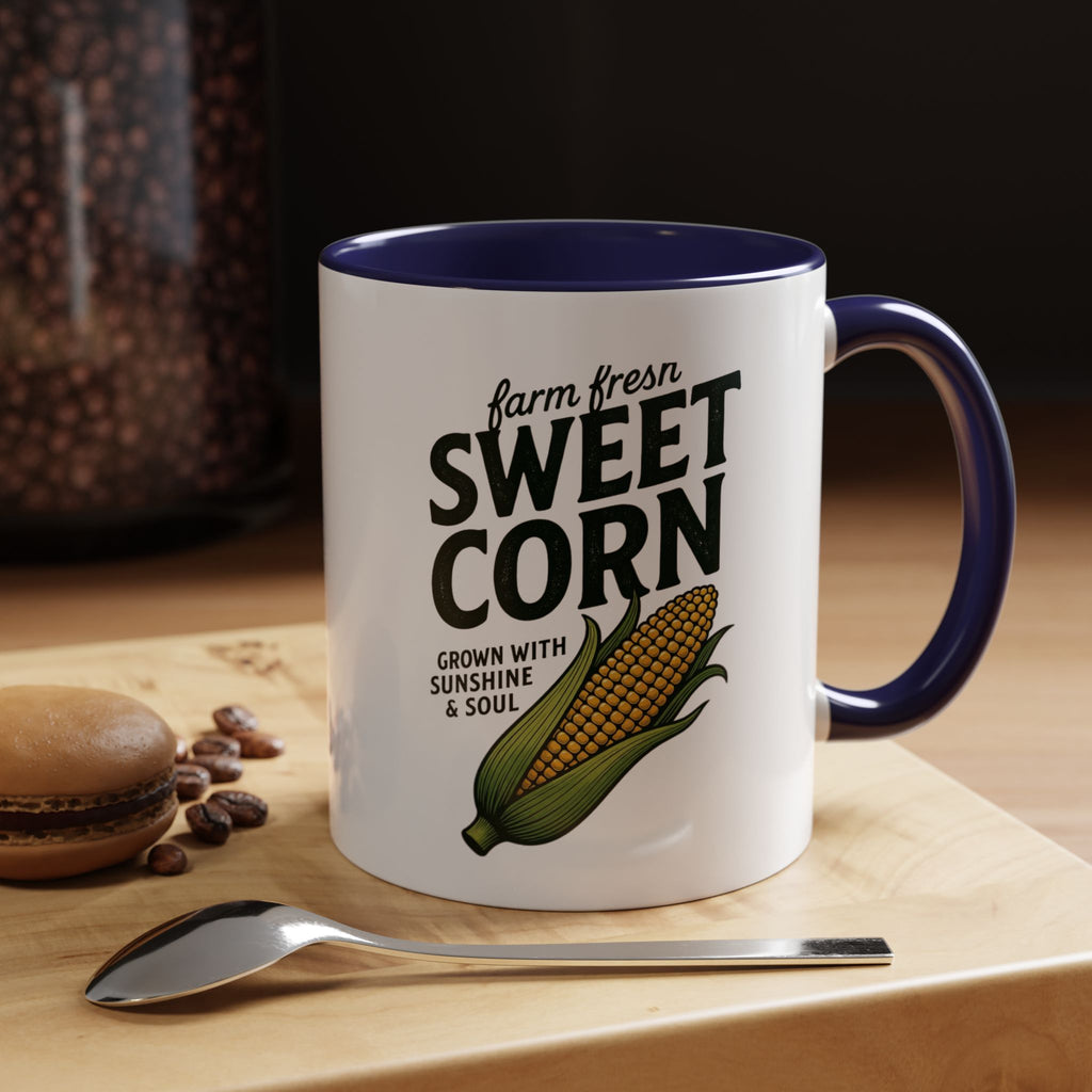 Sweet Corn Accent Coffee Mug – Farm Fresh Corn Graphic
