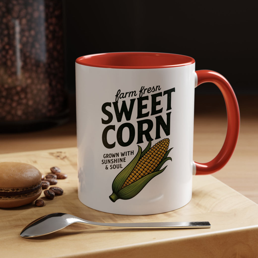Sweet Corn Accent Coffee Mug – Farm Fresh Corn Graphic