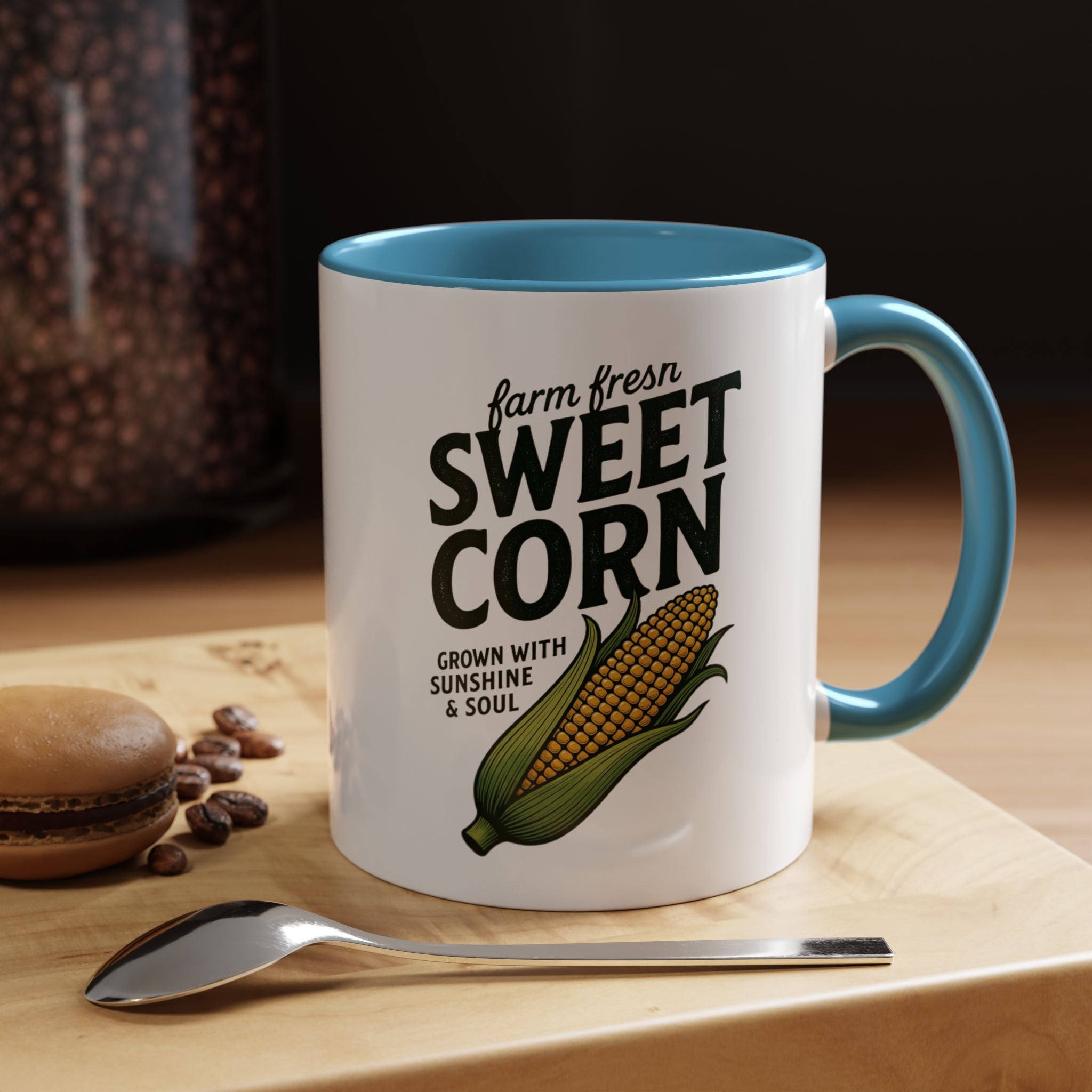 Sweet Corn Accent Coffee Mug – Farm Fresh Corn Graphic