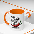 Made With Love & Pepper Accent Coffee Mug – Spicy Chili Kitchen Gift