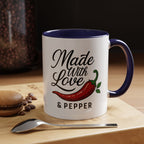 Made With Love & Pepper Accent Coffee Mug – Spicy Chili Kitchen Gift