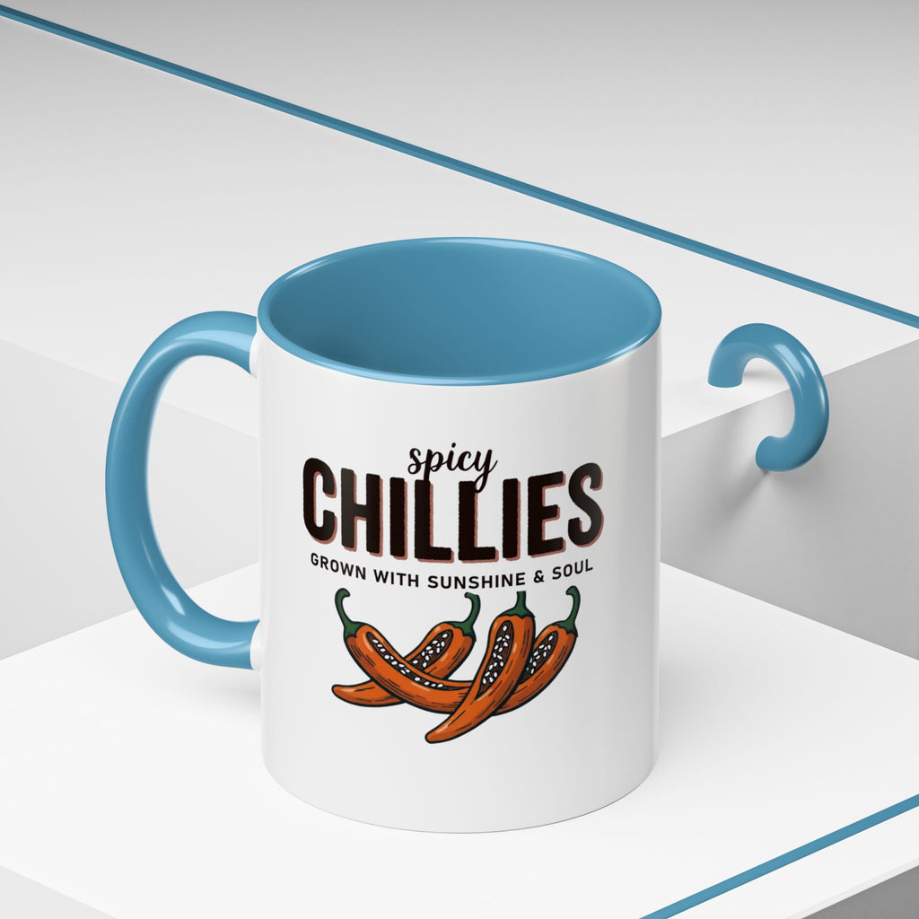 Spicy Chillies Accent Coffee Mug — Spicy Chillies: Grown with Sunshine & Soul