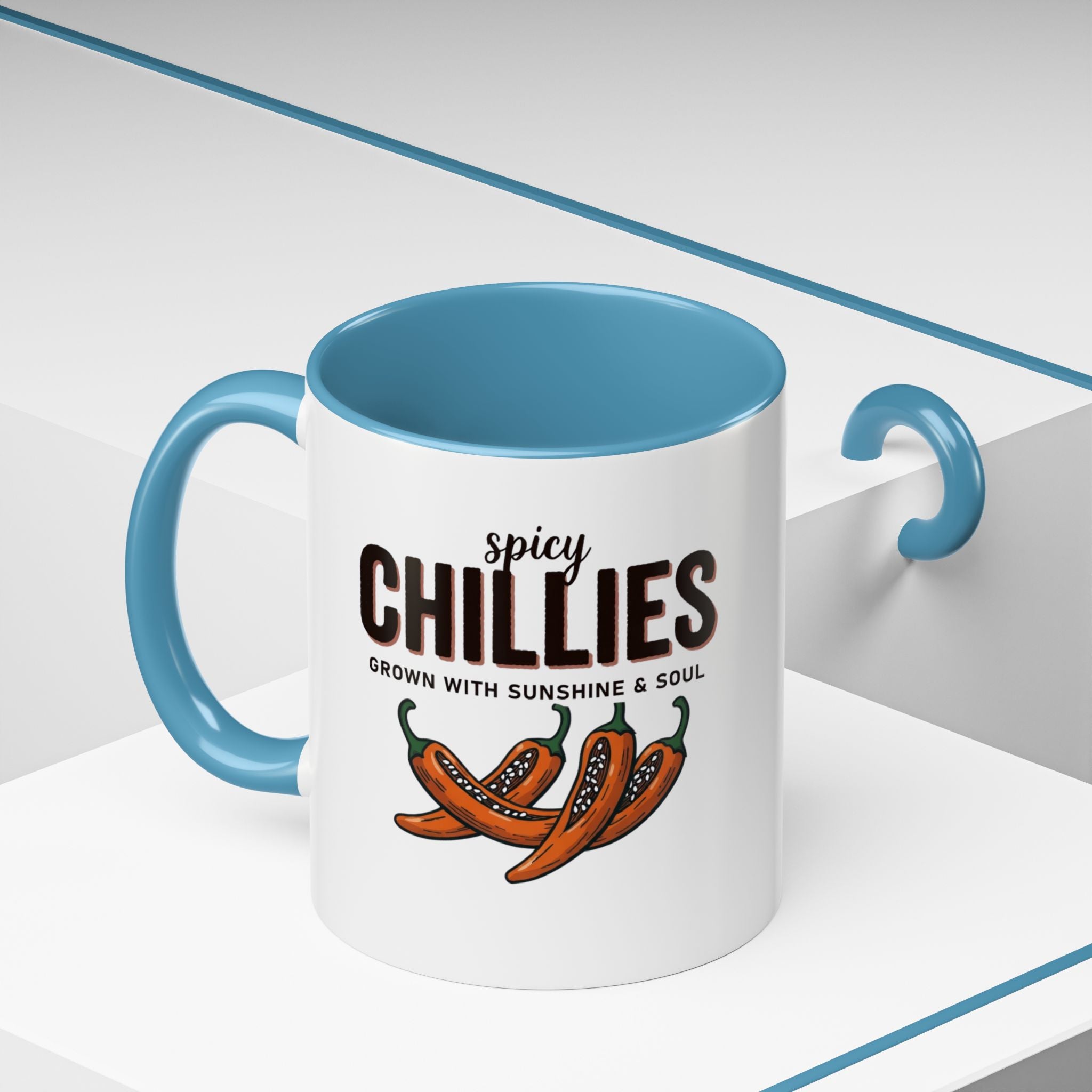 Spicy Chillies Accent Coffee Mug — Spicy Chillies: Grown with Sunshine & Soul