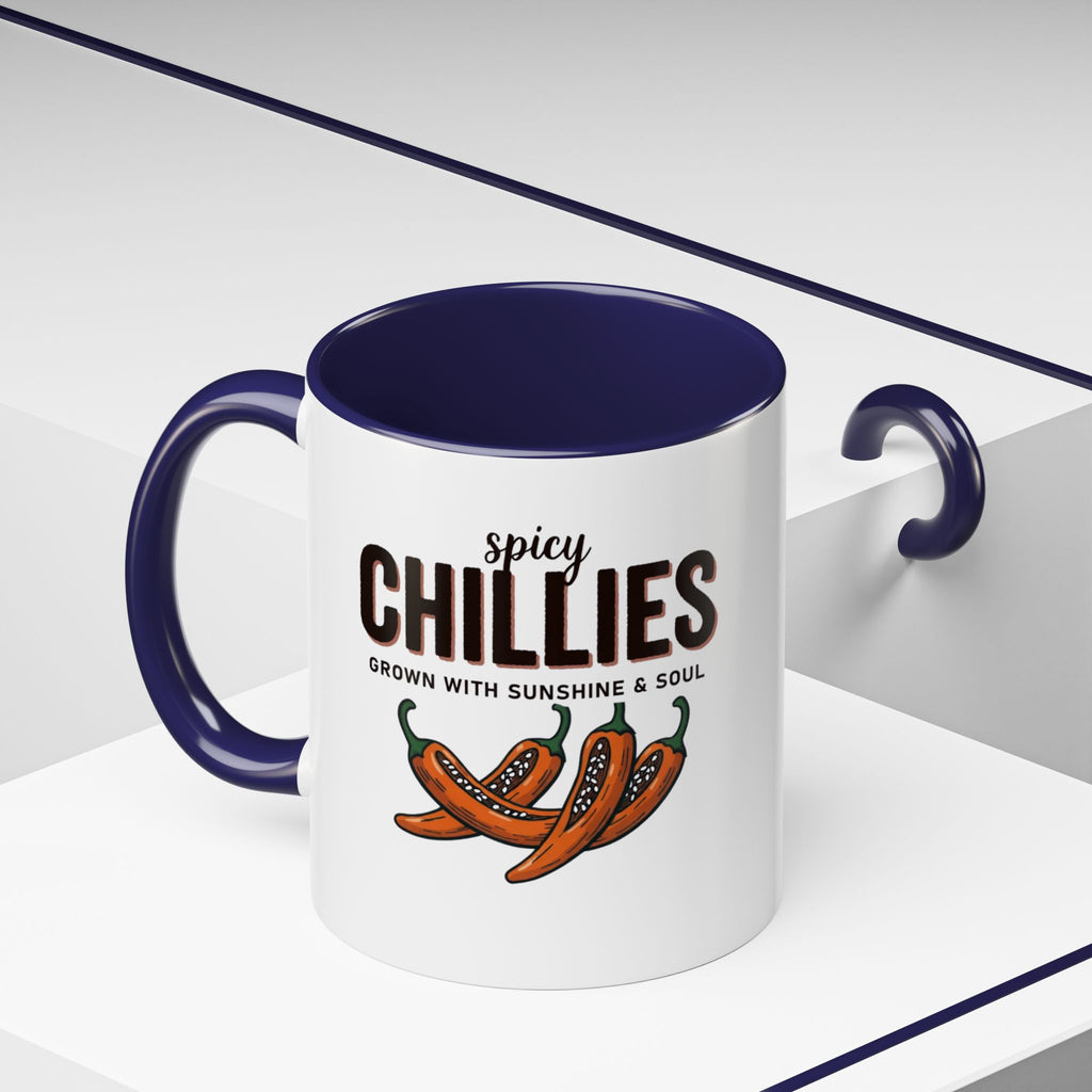Spicy Chillies Accent Coffee Mug — Spicy Chillies: Grown with Sunshine & Soul