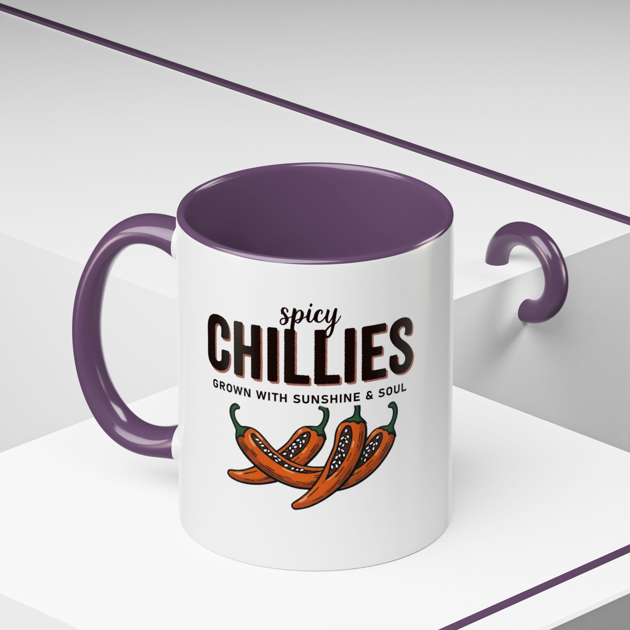 Spicy Chillies Accent Coffee Mug — Spicy Chillies: Grown with Sunshine & Soul