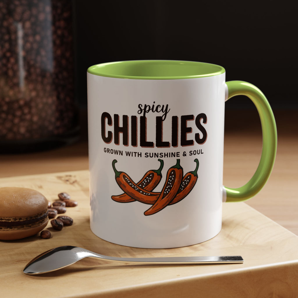 Spicy Chillies Accent Coffee Mug — Spicy Chillies: Grown with Sunshine & Soul