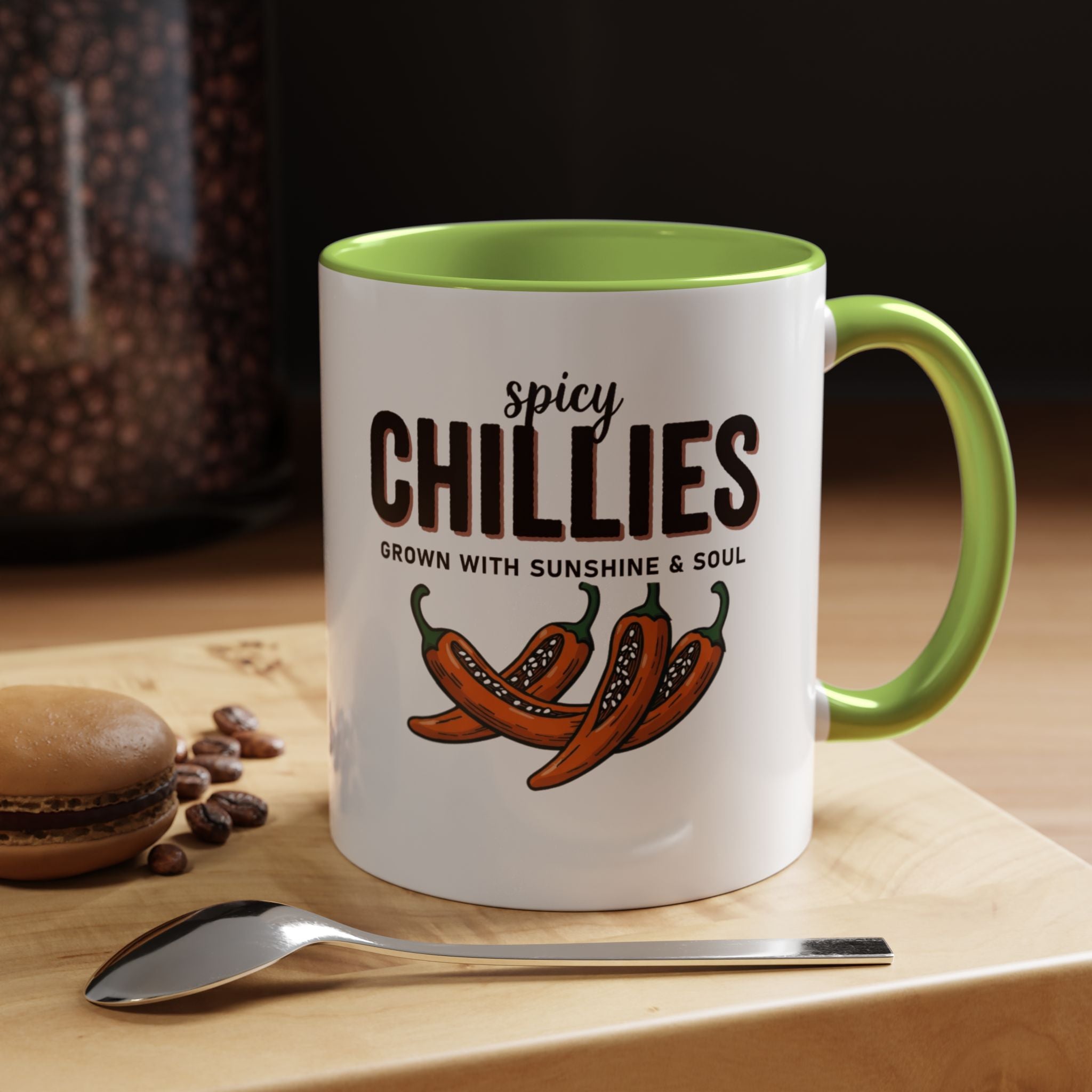 Spicy Chillies Accent Coffee Mug — Spicy Chillies: Grown with Sunshine & Soul