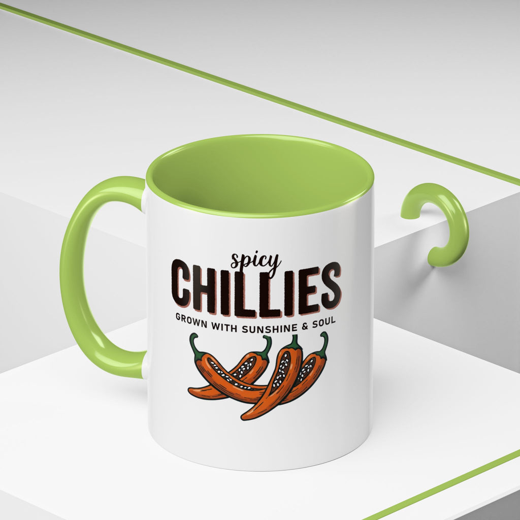 Spicy Chillies Accent Coffee Mug — Spicy Chillies: Grown with Sunshine & Soul