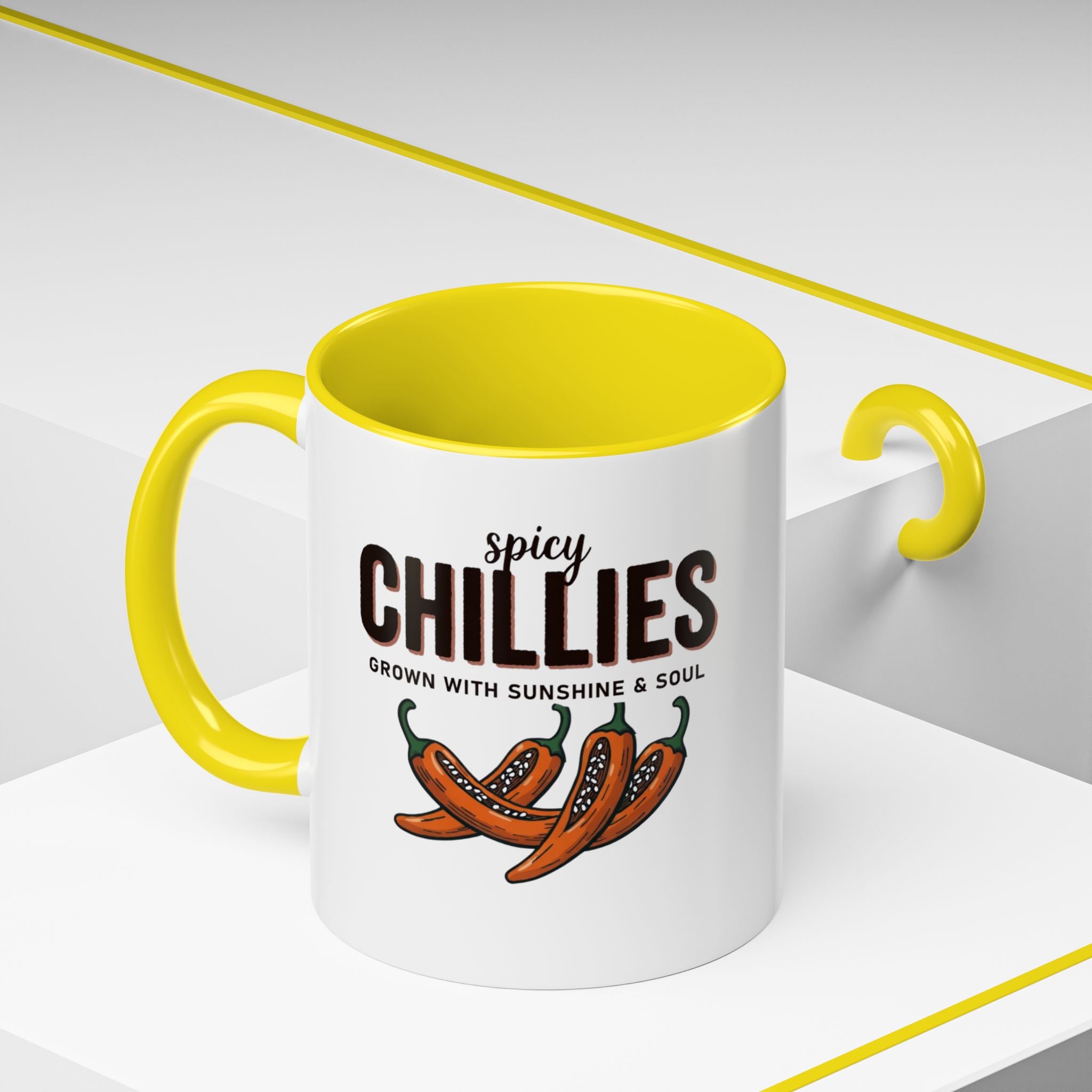 Spicy Chillies Accent Coffee Mug — Spicy Chillies: Grown with Sunshine & Soul