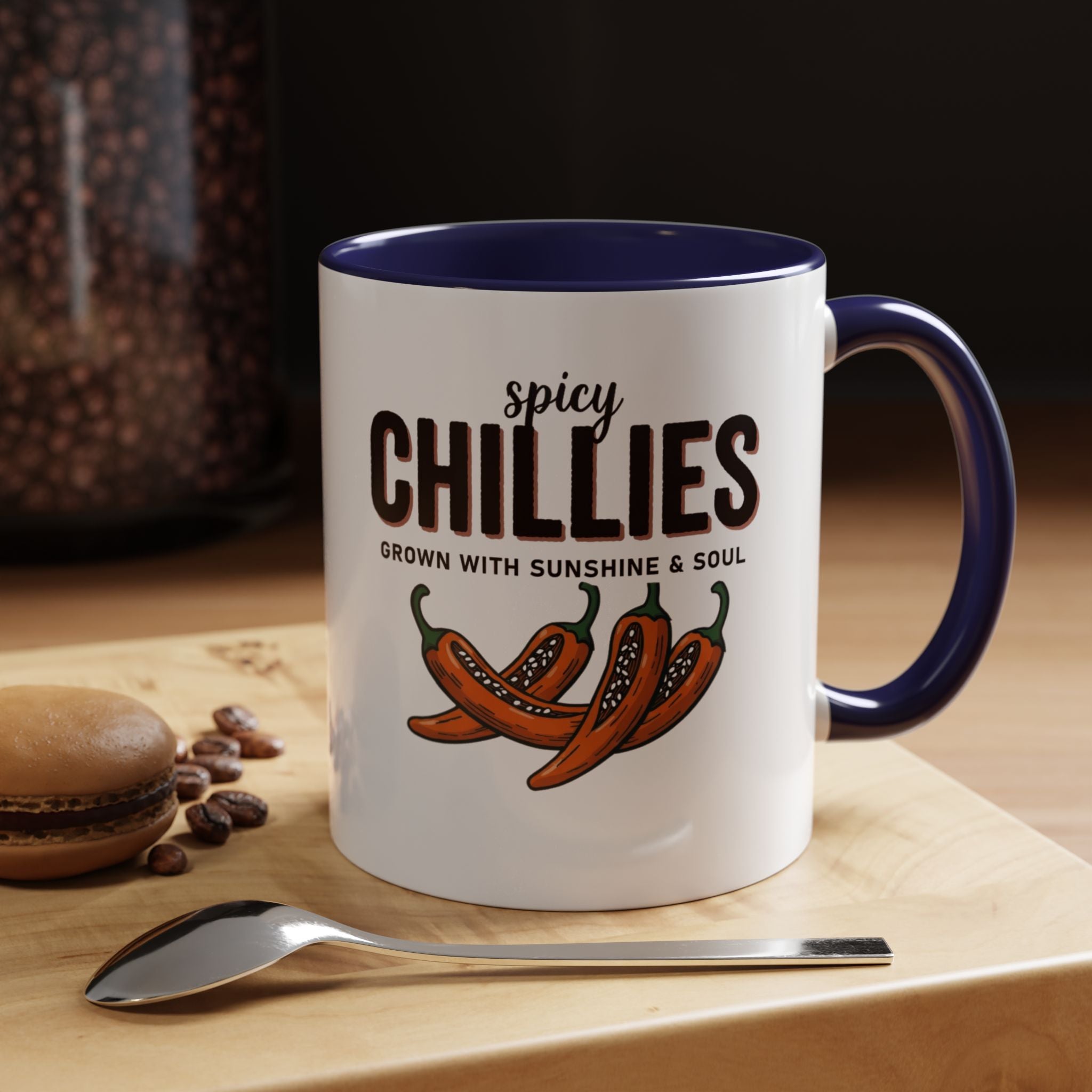 Spicy Chillies Accent Coffee Mug — Spicy Chillies: Grown with Sunshine & Soul