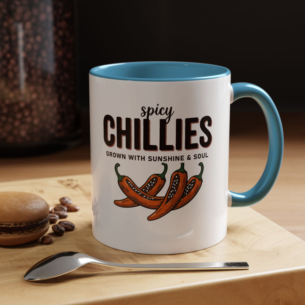 Spicy Chillies Accent Coffee Mug — Spicy Chillies: Grown with Sunshine & Soul