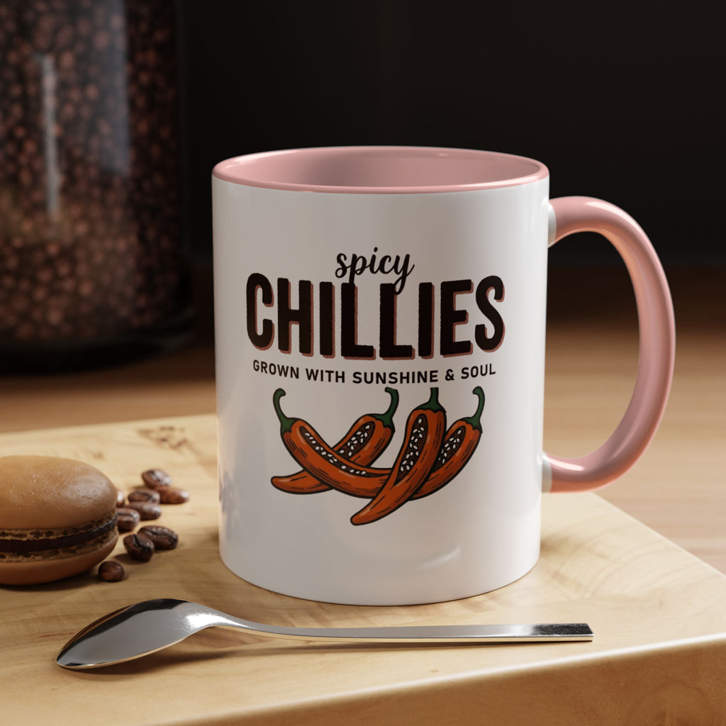 Spicy Chillies Accent Coffee Mug — Spicy Chillies: Grown with Sunshine & Soul