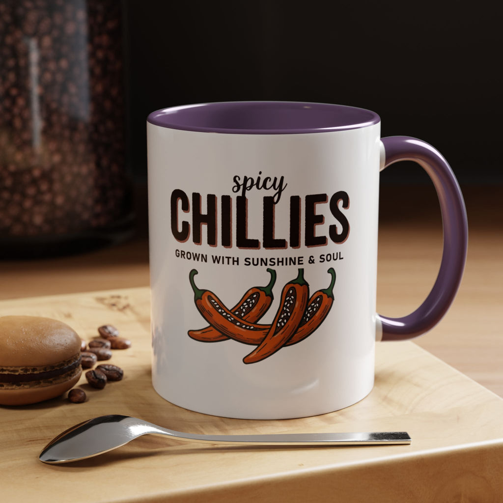 Spicy Chillies Accent Coffee Mug — Spicy Chillies: Grown with Sunshine & Soul