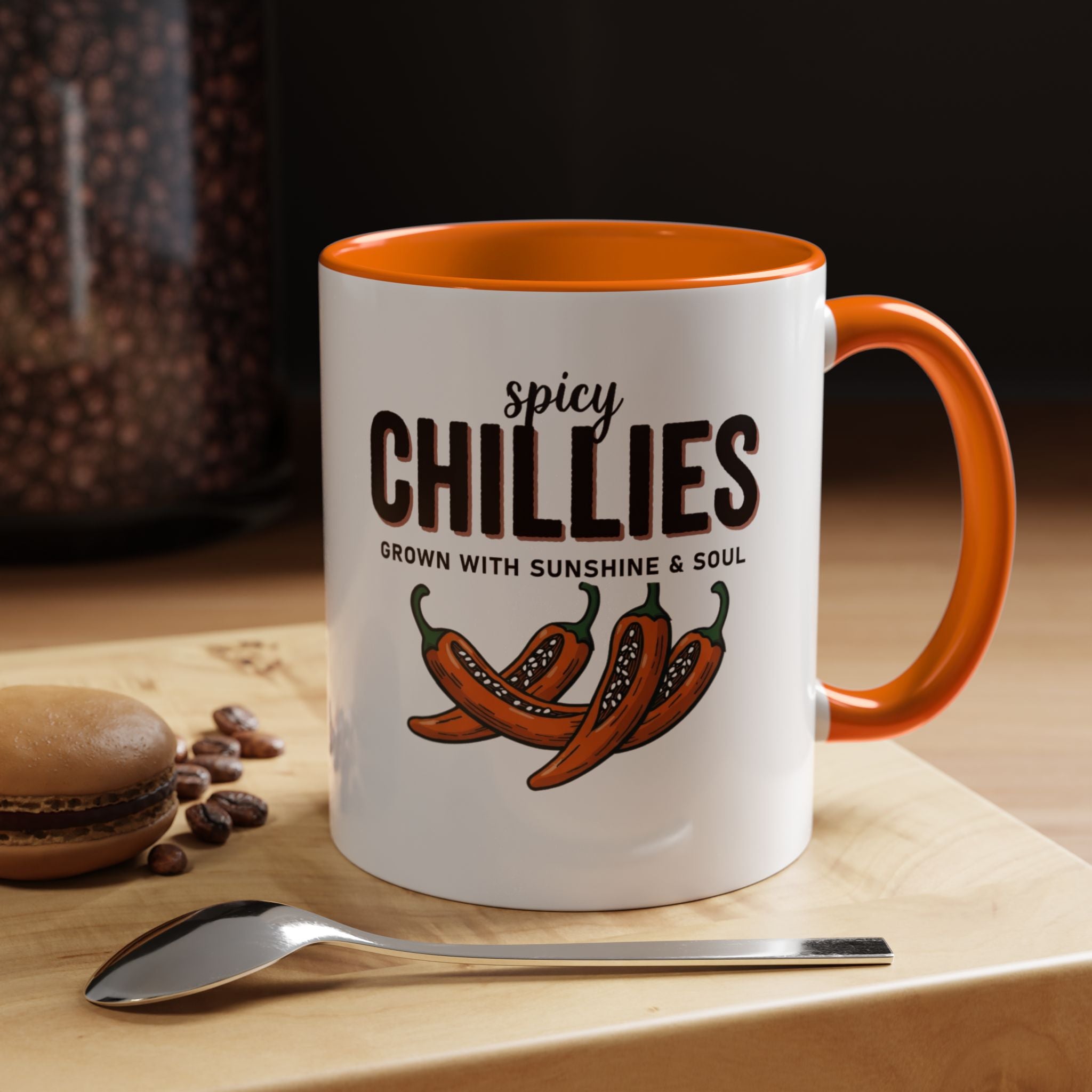 Spicy Chillies Accent Coffee Mug — Spicy Chillies: Grown with Sunshine & Soul