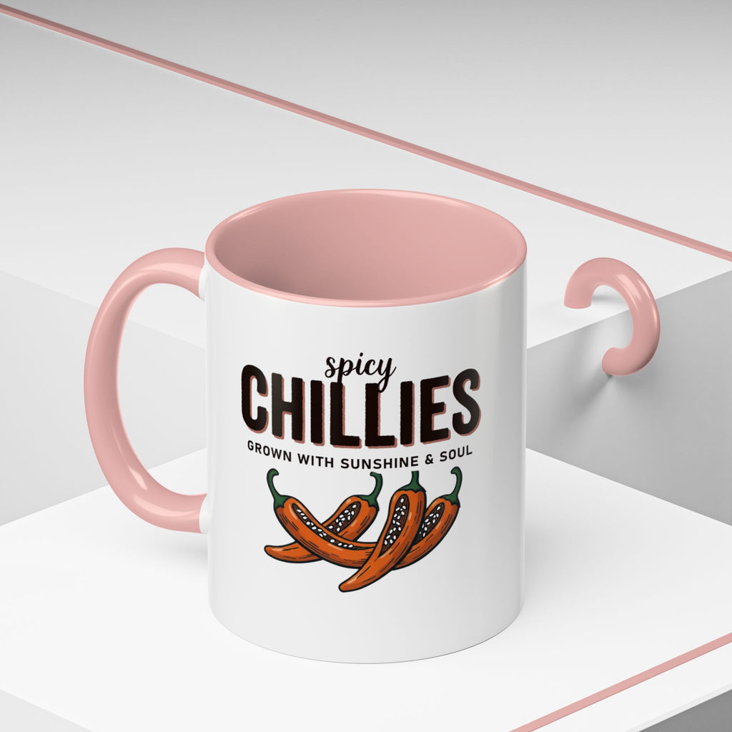 Spicy Chillies Accent Coffee Mug — Spicy Chillies: Grown with Sunshine & Soul